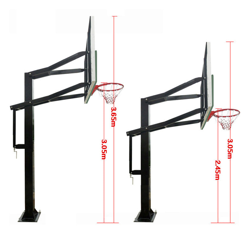 72 inch Professional In-ground Basketball System with Hoop Tempered Glass Backboard