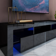 Modern LED TV Cabinet Entertainment Unit Stand High Gloss Furniture 1600mm Black