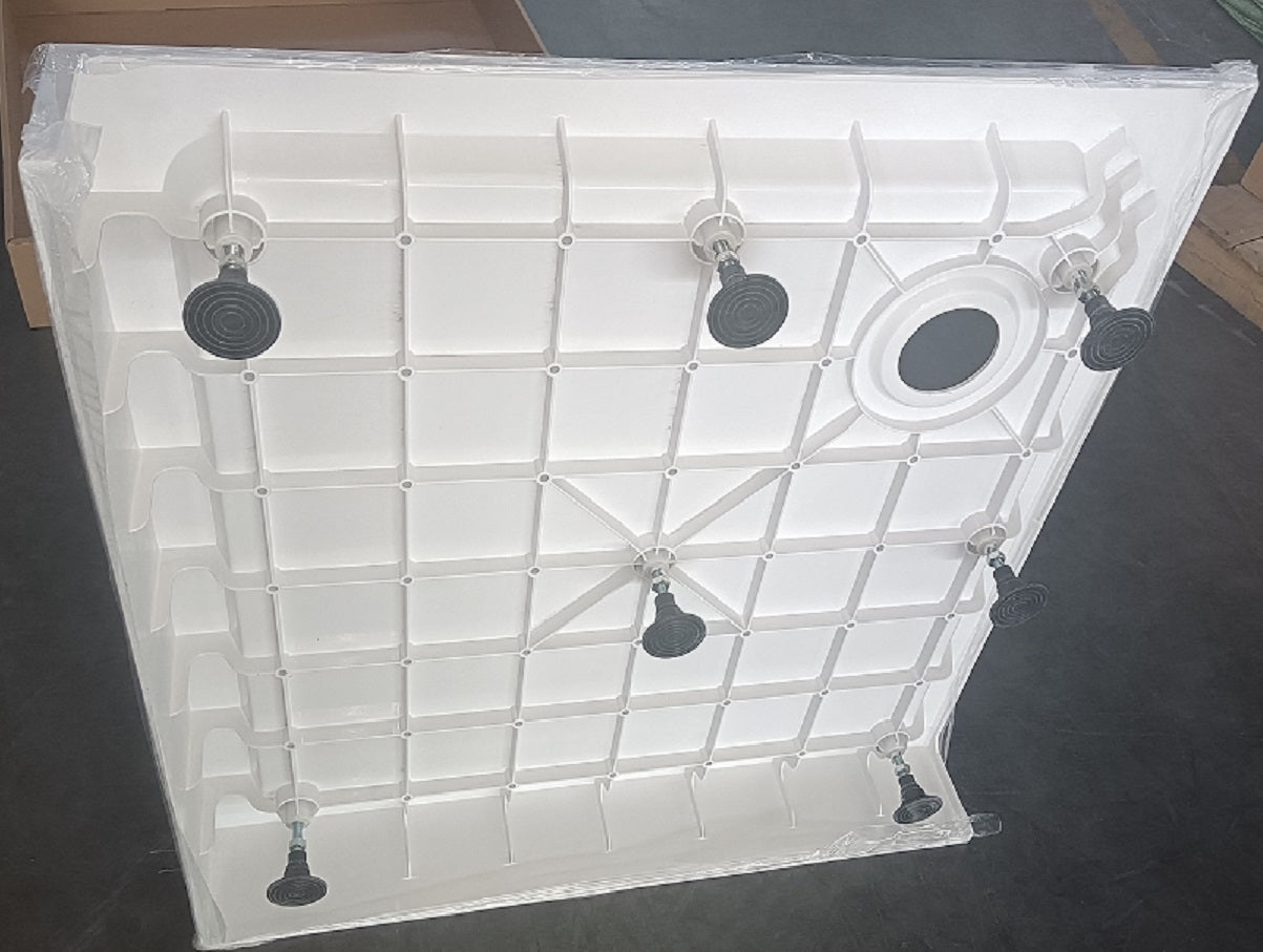 Square SMC Shower Tray Base 900x900x120mm White + Waste