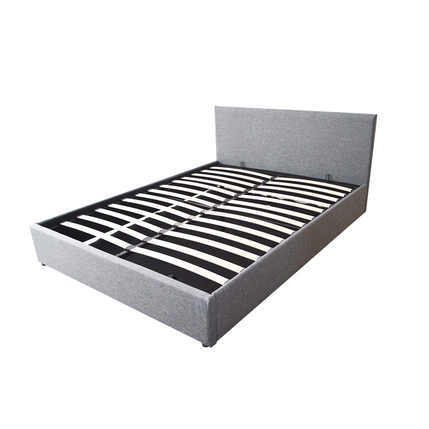 Fabric Gas Lift Storage Bed Frame Queen Grey CB120