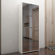 Shoe Cabinet Mirror Shoes Storage Rack Organiser Cupboard Shelf 630x240x1500mm White