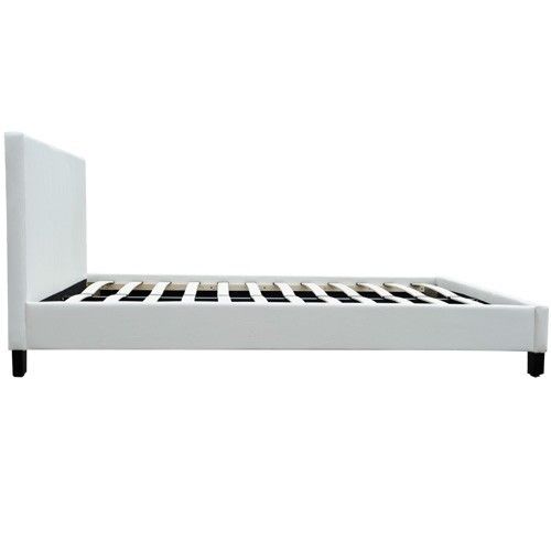 California Leather Bed Frame (Double Size, White Colour)