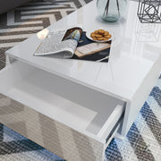 Modern RGB LED Light Coffee Tea Table with Storage Drawer & Shelf High Gloss Living Room
