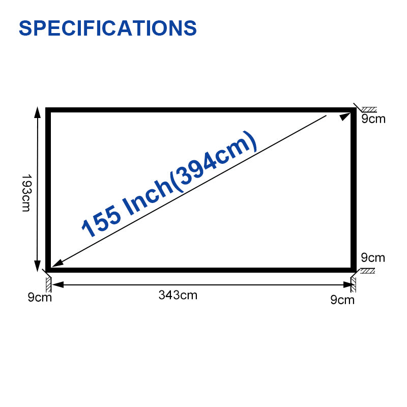 155" TV Cinema HD Projector Screen Flat Fixed Frame 16:9