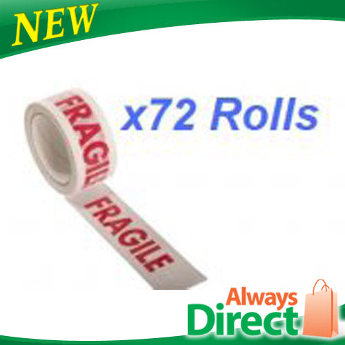 Warning Tape  Fragile  48mm x 66m 72 Rolls Free Shipping