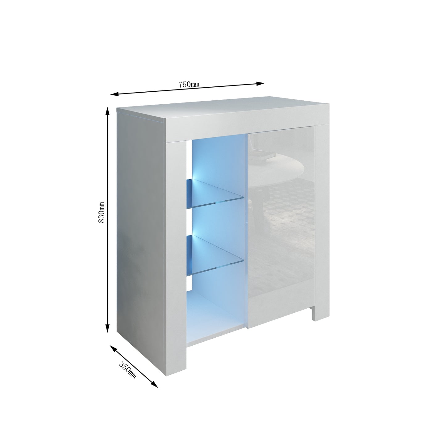Modern LED Buffet Sideboard High Gloss Furniture Cabinet Storage White