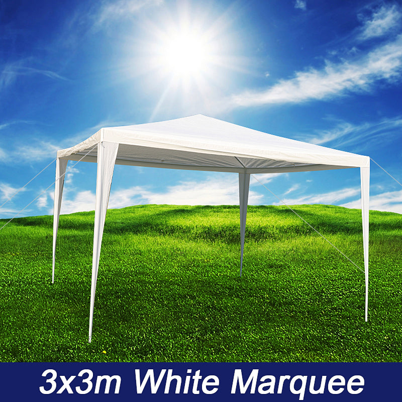 3x3m White PE Easy Up Outdoor Party Market Gazebo With Side Wall Marquee Canopy Tent