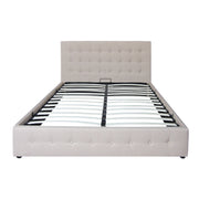 Scandinavian Fabric Square Tufted Gas Lift Storage Bed Frame Queen Grey