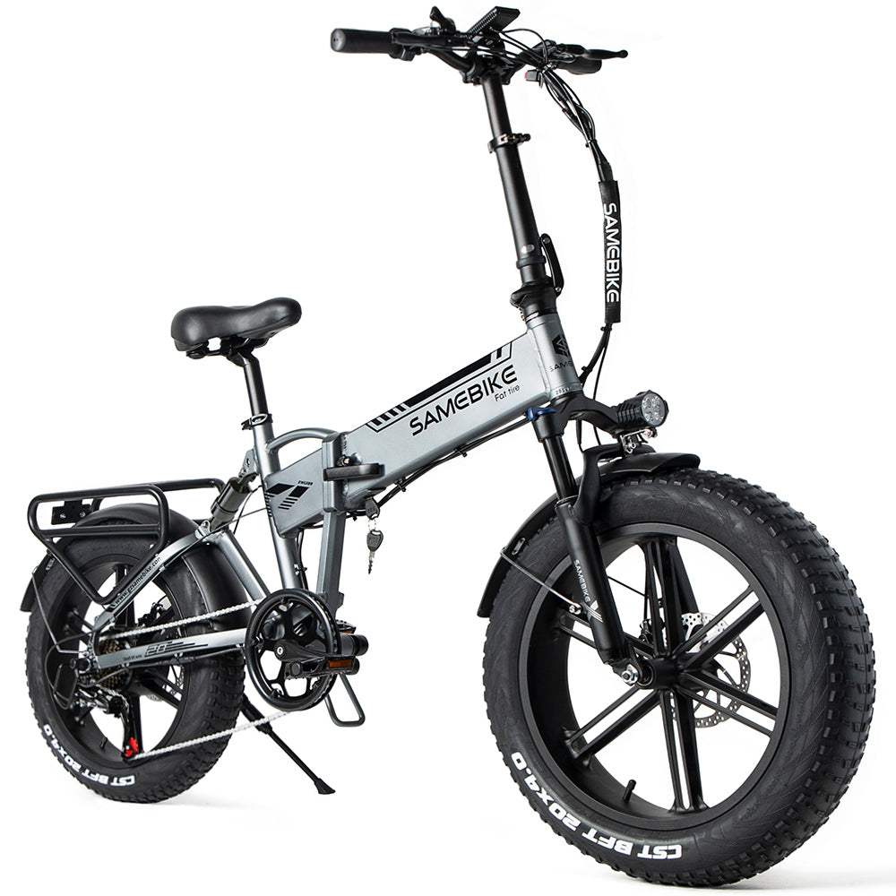 20 Inch 500W SAMEBIKE Folding Electric Bike Fat tire Bicycle Scooter E-scooter E-bike 10.4Ah 48V Battery Max 35 KPH Sliver Grey