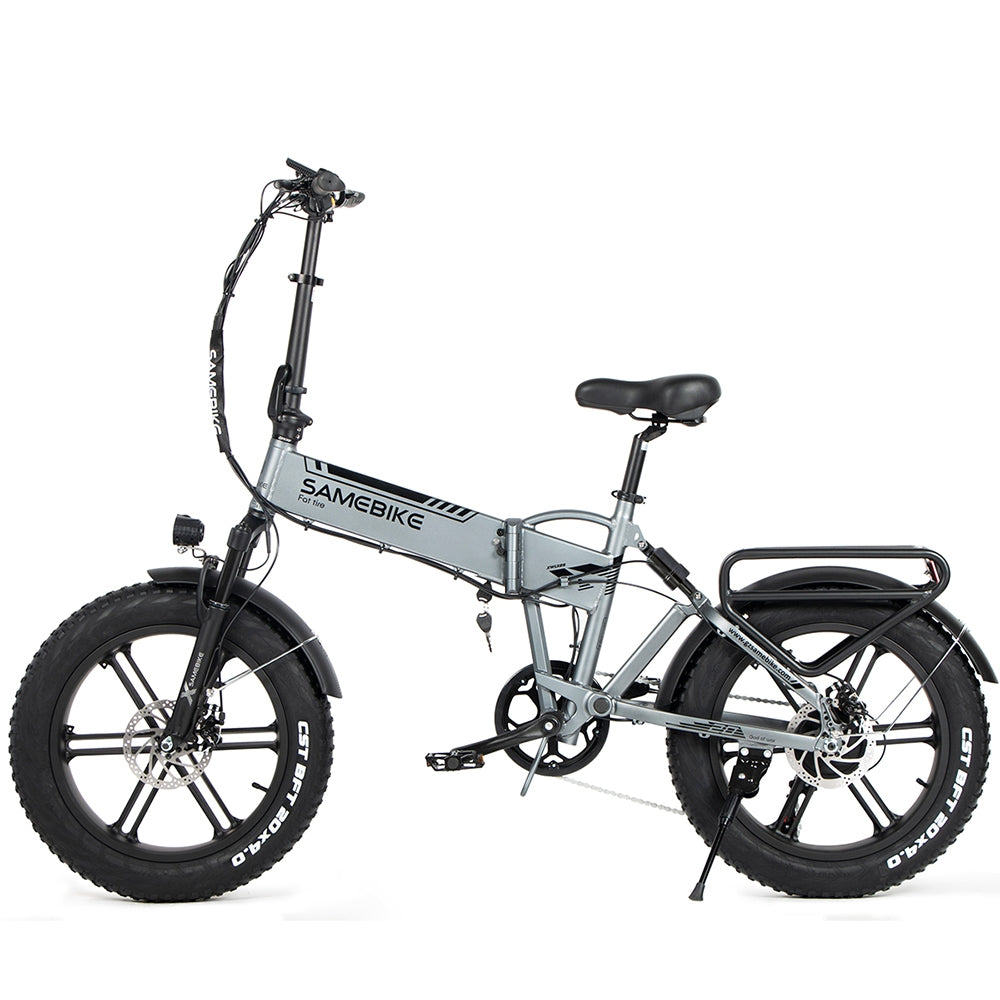 20 Inch 500W SAMEBIKE Folding Electric Bike Fat tire Bicycle Scooter E-scooter E-bike 10.4Ah 48V Battery Max 35 KPH Sliver Grey