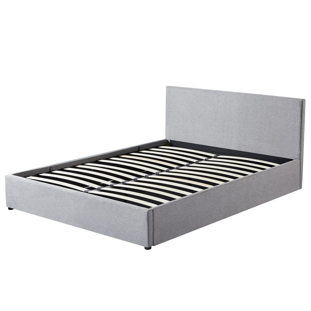 Fabric Gas Lift Storage Bed Frame Queen Grey CB120