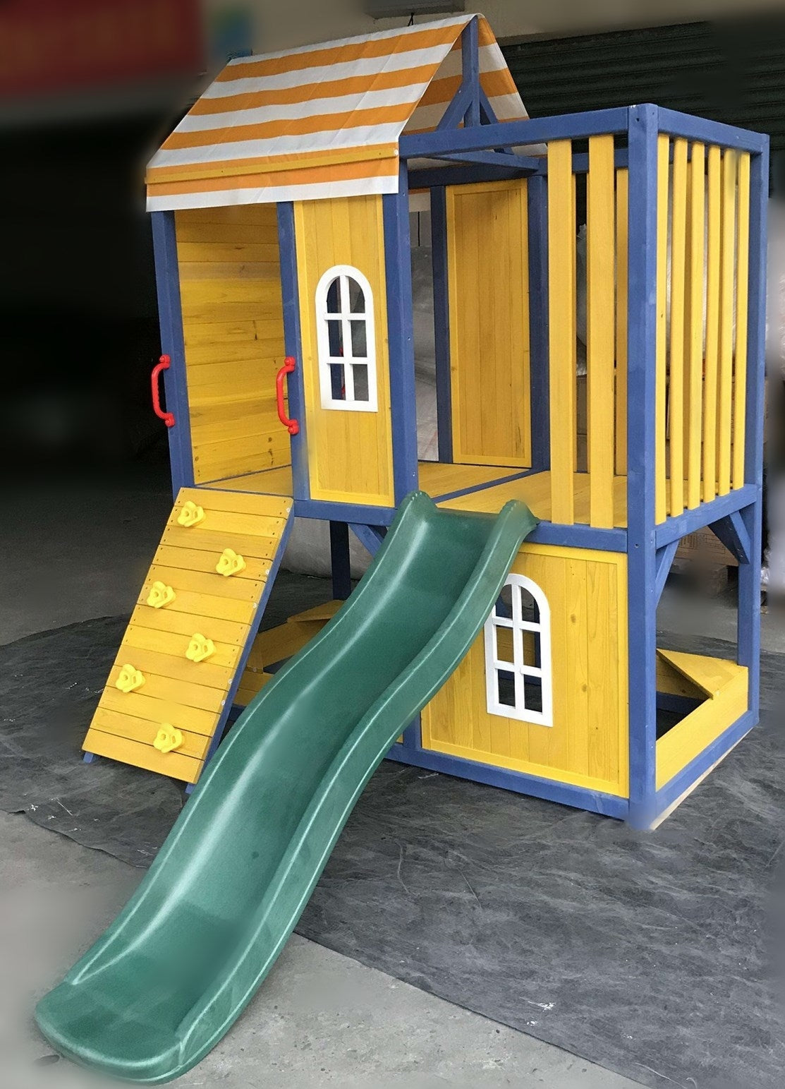 Outdoor Wooden Tower Kids Play Cubby House Cubbyhouse Sandpit Slide Climbing Rock 2049