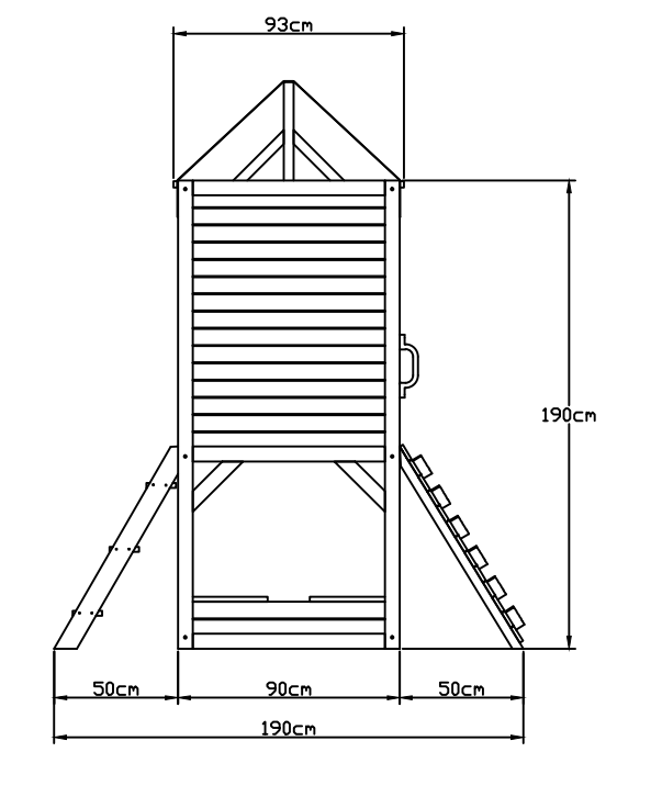 Outdoor Wooden Tower Kids Play Cubby House Cubbyhouse Sandpit Slide Climbing Rock 2049