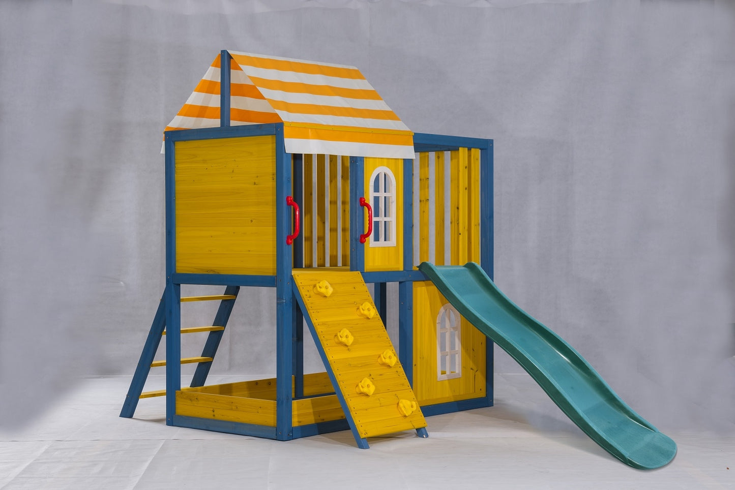 Outdoor Wooden Tower Kids Play Cubby House Cubbyhouse Sandpit Slide Climbing Rock 2049