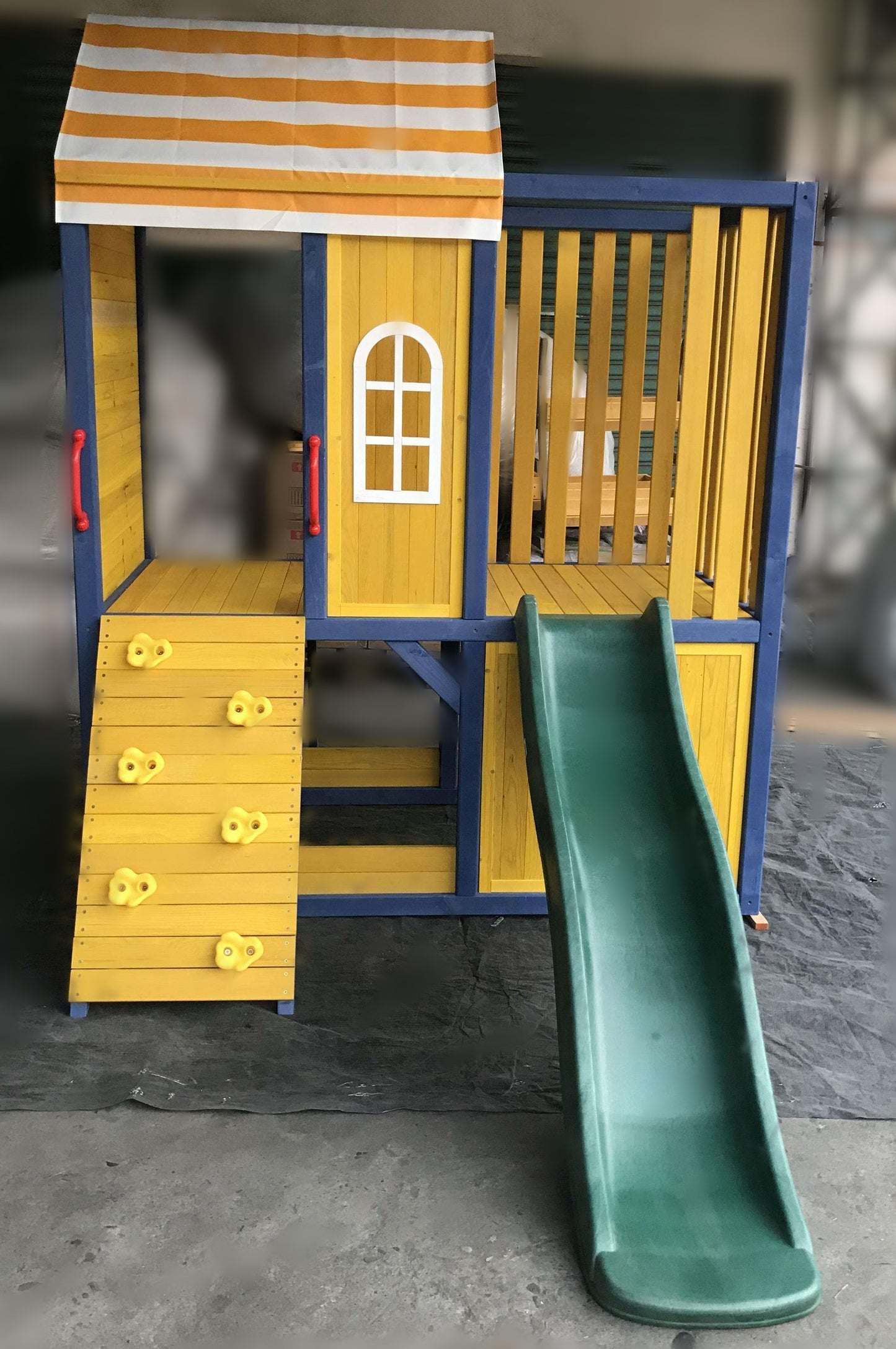 Outdoor Wooden Tower Kids Play Cubby House Cubbyhouse Sandpit Slide Climbing Rock 2049