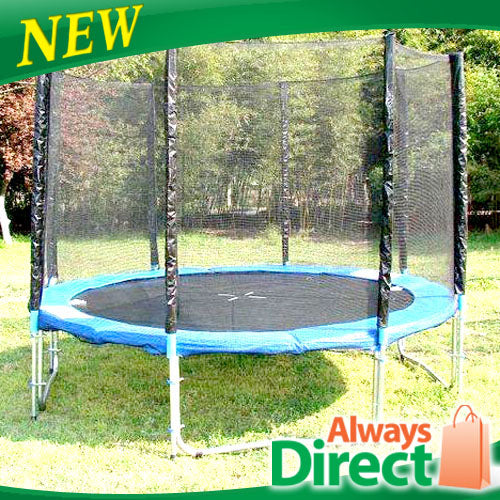 10 Feet Outdoor Trampoline Enclosure Set with Safety Net and Ladder 