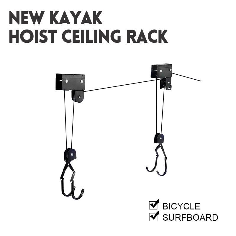 Kayak Hoist Bike Lift Pulley System Garage Ceiling Storage Rack Capacity 60KG