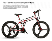SAMEBIKE 26 Inch Aluminum Folding Electric Bike 350W Motor 10.4Ah Battery Max 30 KPH White