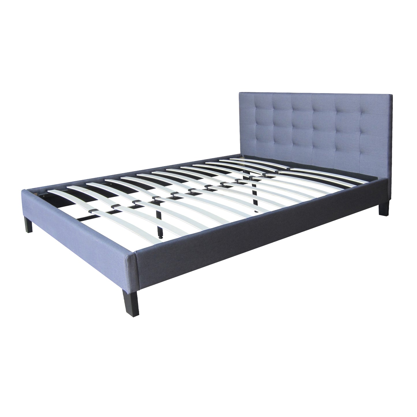 Fabric Bed Frame (Queen size, Grey color)