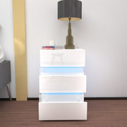Modern RGB LED Bedside Table Side Table Nightstand High Gloss Storage White