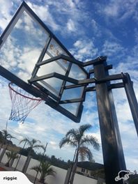 54 Inch Tempered Glass Portable Basketball Ring System Slam Dunk Height Adjustable 2.3-3.05m