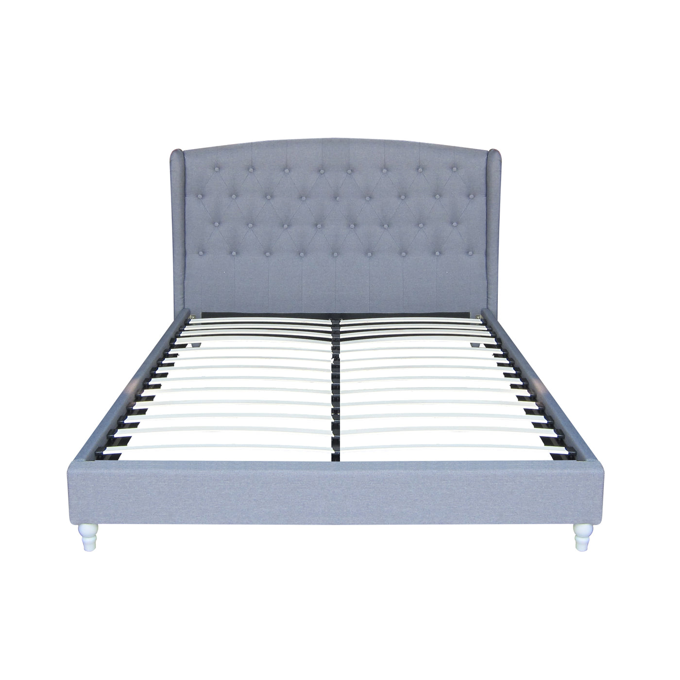 French Provincial Wing Fabric Bed Frame Queen Beige