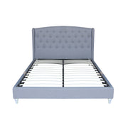 French Provincial Wing Fabric Bed Frame Queen Beige