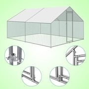 Walk-in 3X4X2M Steel Metal Chicken Coop Run Enclosure Poultry Cage