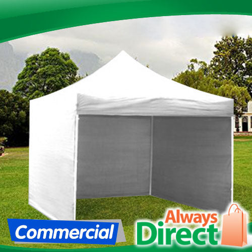 Deluxe 3X3m Premier Grade Folding Gazebo Marquee Pop Up Outdoor Canopy 3 side walls White