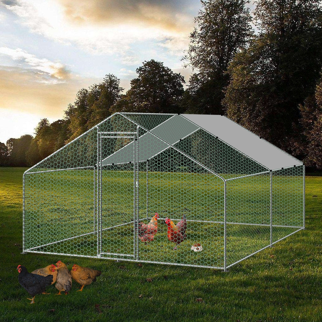 Walk-in 3X4X2M Steel Metal Chicken Coop Run Enclosure Poultry Cage