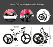 SAMEBIKE 26 Inch Aluminum Folding Electric Bike 350W Motor 10.4Ah Battery Max 30 KPH White