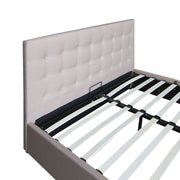 Scandinavian Fabric Square Tufted Gas Lift Storage Bed Frame Queen Grey