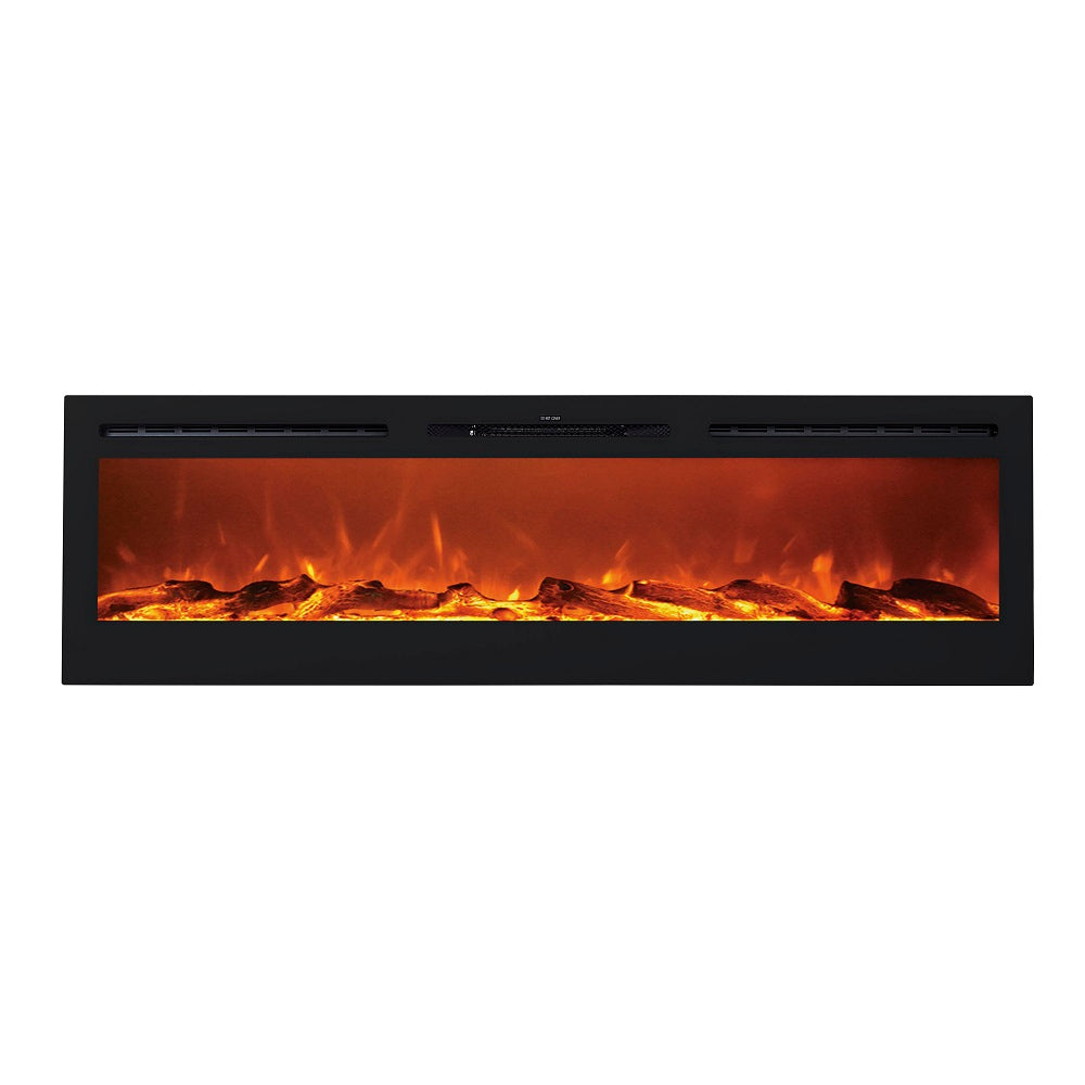 Victoria 72" Black Built-in Recessed / Wall mounted Heater Electric Fireplace