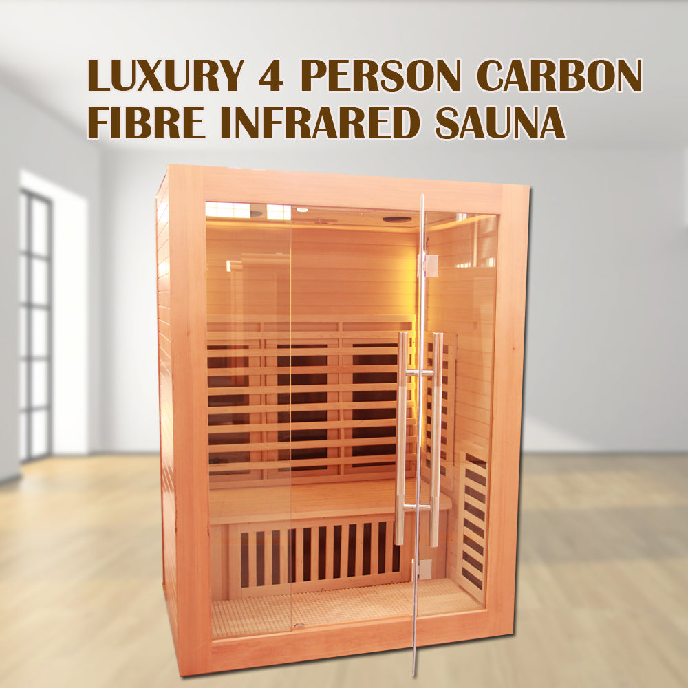 4 Person Indoor Luxury Carbon Fibre Infrared Sauna 10 Heating Panels 004G