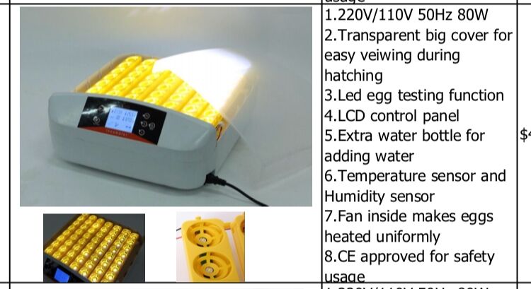 Fully Automatic With Egg Testing Function 56 Eggs Incubator