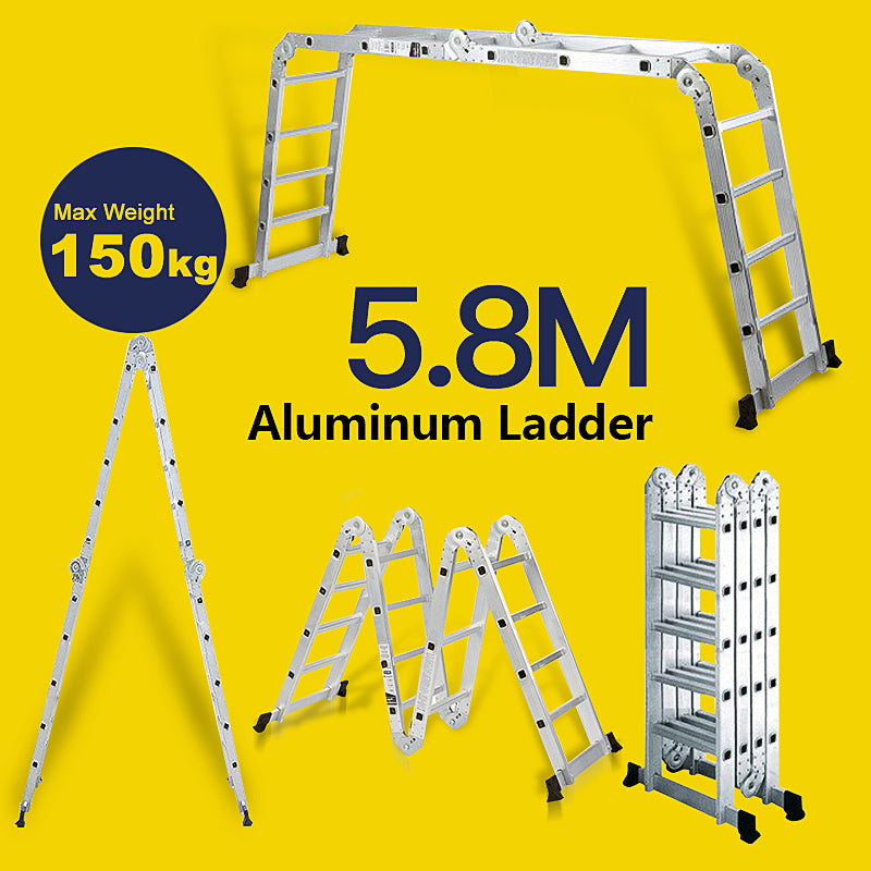 5.8M Multi Purpose Adjustable Aluminum Ladder W/T Workshelf