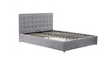 Scandinavian Fabric Square Tufted Gas Lift Storage Bed Frame Queen Grey