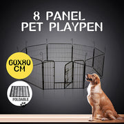 8 Panel 80x60cm Pet Playpen Portable Strong Fence Enclosure for Dog Puppy Rabbit