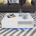 Modern RGB LED Light Coffee Tea Table with Storage Drawer & Shelf High Gloss Living Room
