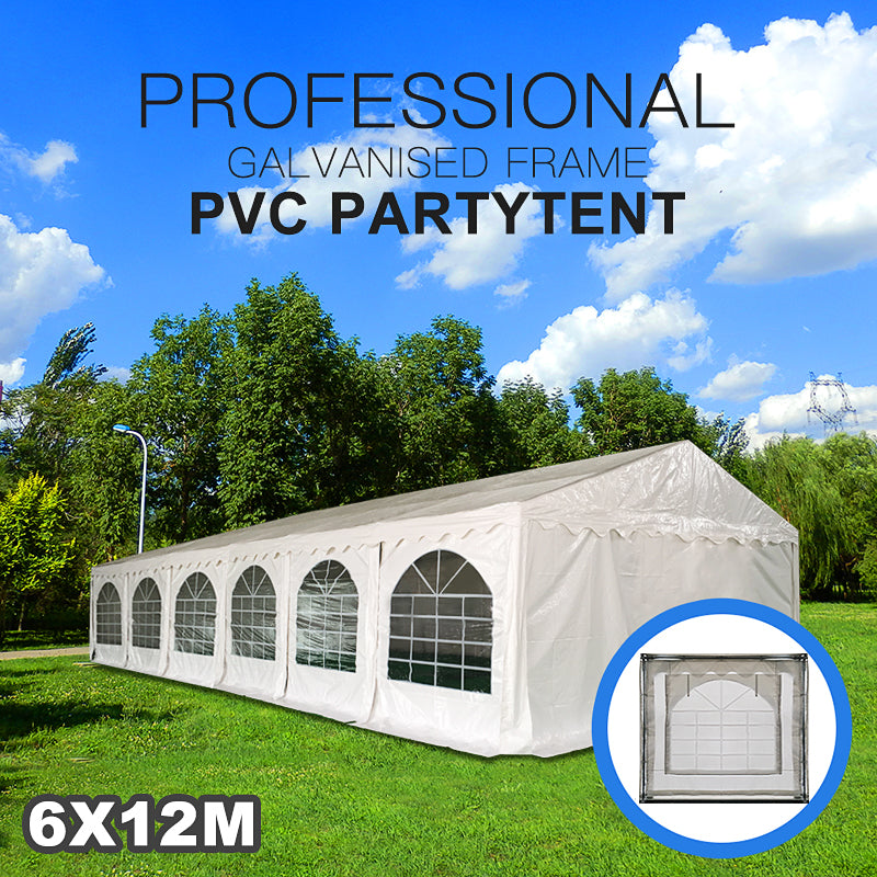 6x12m Premier Grade Galvanized Frame Marquee PVC Fabric Party Tent with Window Flap