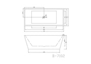 Bathroom Acrylic Free Standing Bath Tub 1700 x 750 x 600mm Freestanding (7102)