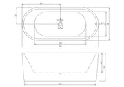 Bathroom Free Standing Bath Tub 1600x700x580mm Freestanding (7109)