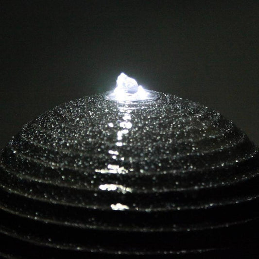 Black Garden Water Fountain Solar Pump Indoor Outdoor Battery LED Light 80cm