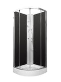 Shower Screen Cubicle Enclosure W/T Base Bathroom 1000x1000x2300mm Black Chrome 8227-3