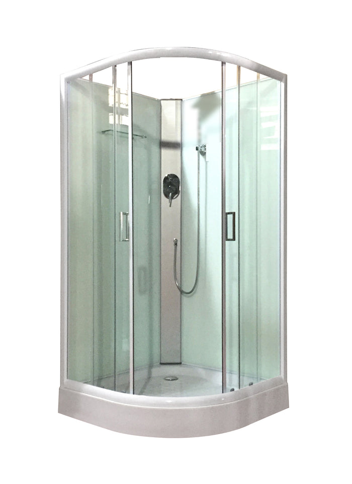 Shower Screen Cubicle Enclosure W/T Base Bathroom 1000x1000x2300mm White 8227A