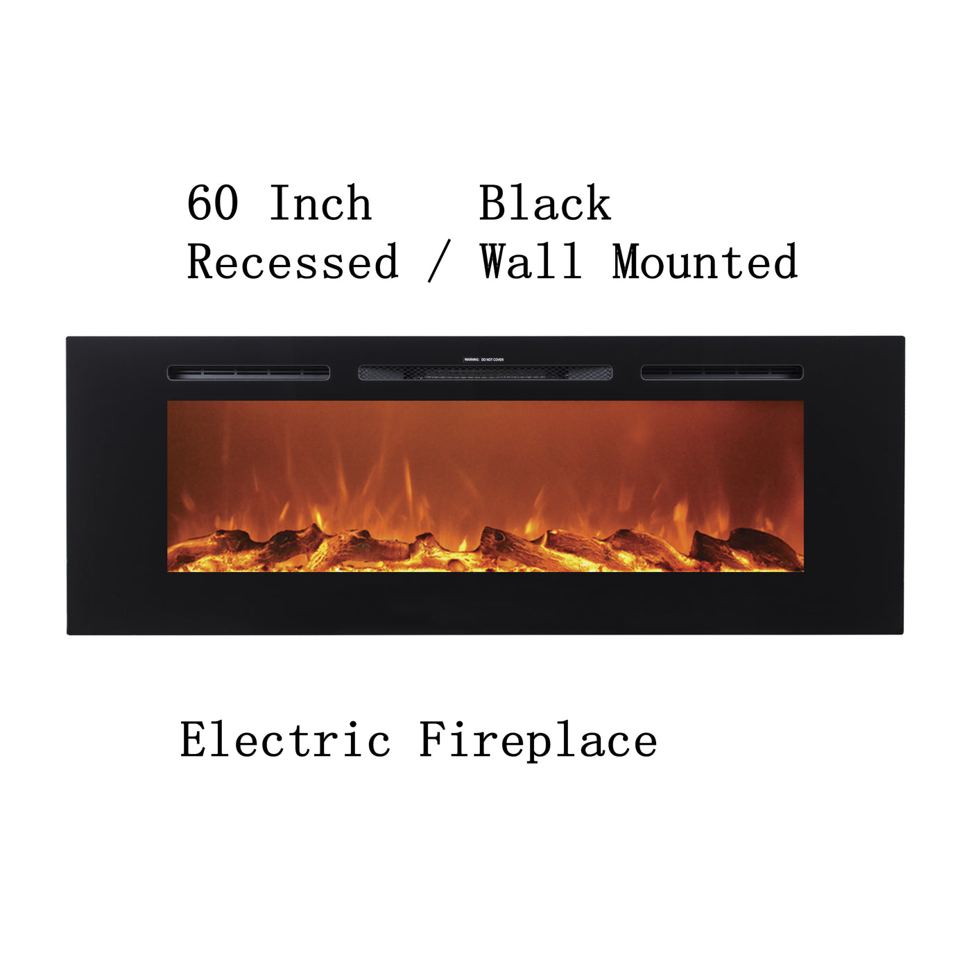 Victoria 60" Black Built-in Recessed / Wall mounted Heater Electric Fireplace