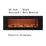 Victoria 60" Black Built-in Recessed / Wall mounted Heater Electric Fireplace