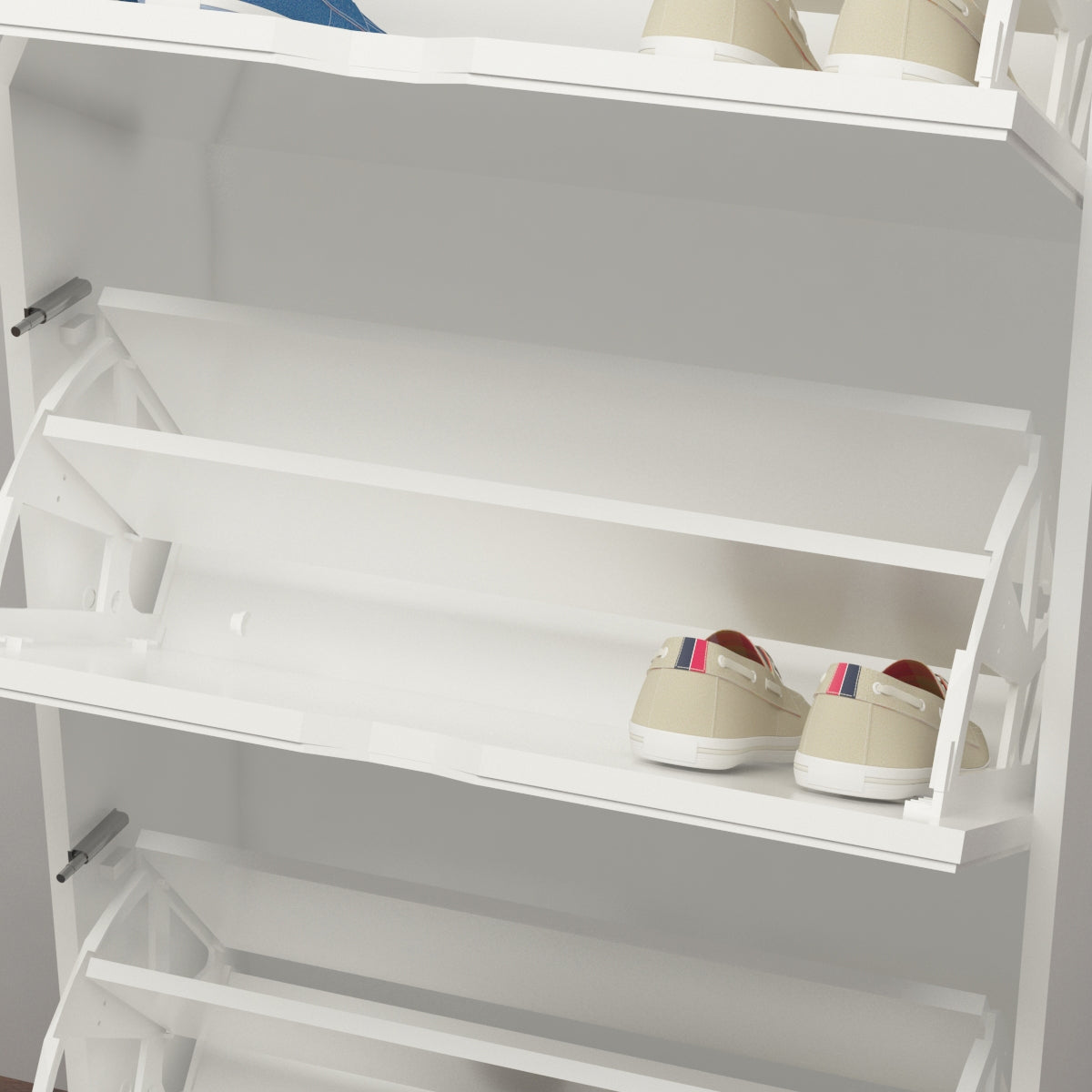 Shoe Cabinet Mirror Shoes Storage Rack Organiser Cupboard Shelf 630x240x1500mm White