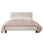 Fabric Bed Frame (Queen size, Beige color)