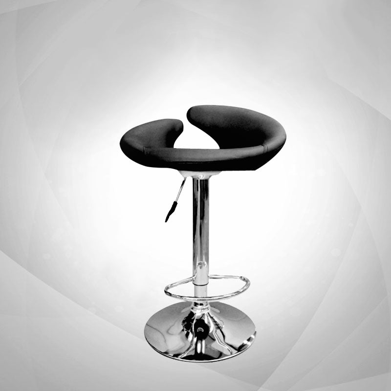 Height Adjustable PU Leather Bar Stools x2 Black